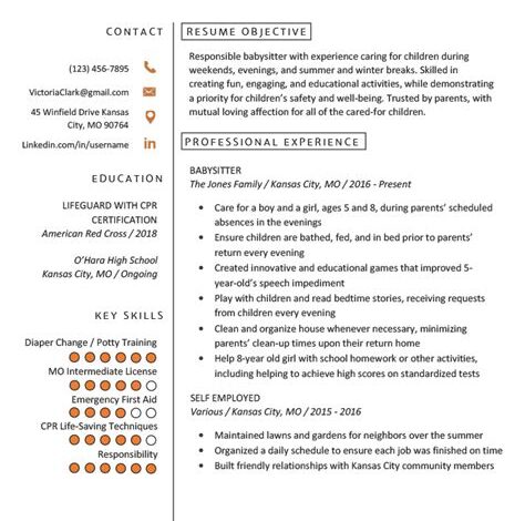 Resume Template for Teens Seeking Their First Job