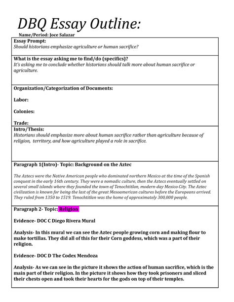 Sample DBQ Essay