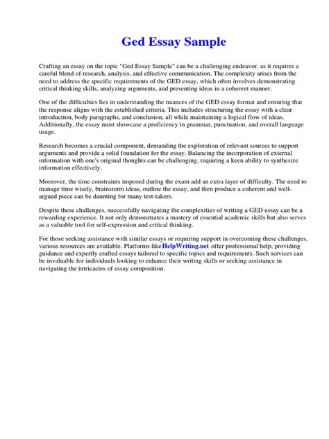 Example of Essays for the GED Test