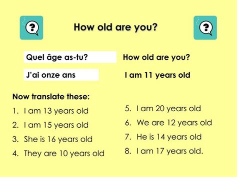 How Old Are You in French? FAQs Tables