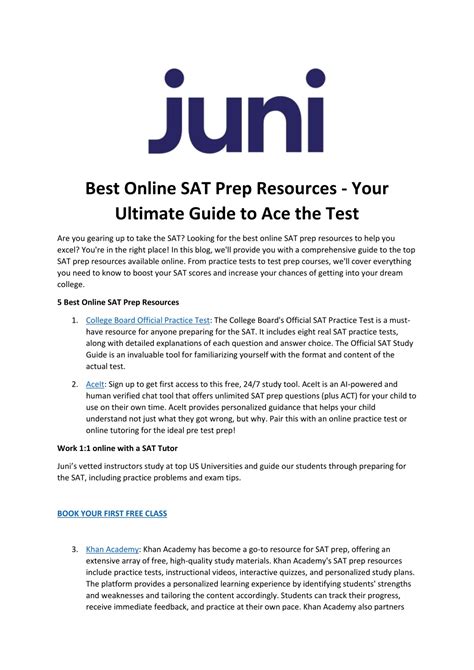 SAT Resource Sheet: Ace the Test and Secure Your Dream Score