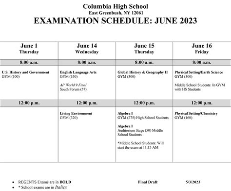 Columbia Final Exam Schedule: A Comprehensive Guide