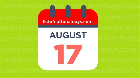 How many days till 17th August?