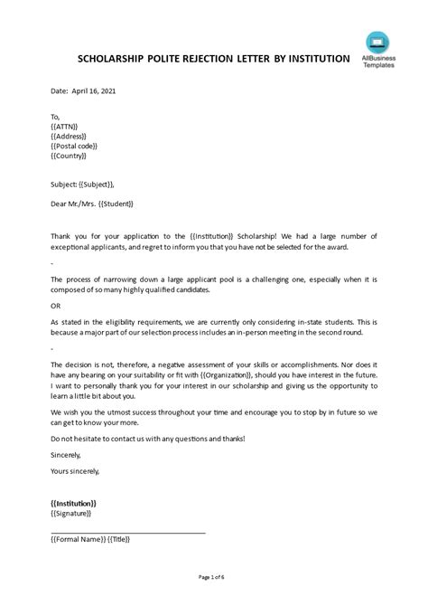 Scholarship Denial Letter: A Guide for Handling Rejection Gracefully