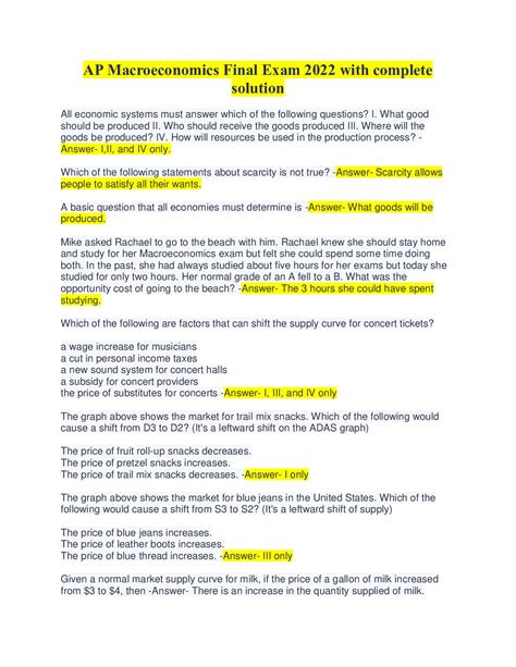 AP Macroeconomic Practice Questions for the 2024 Exam
