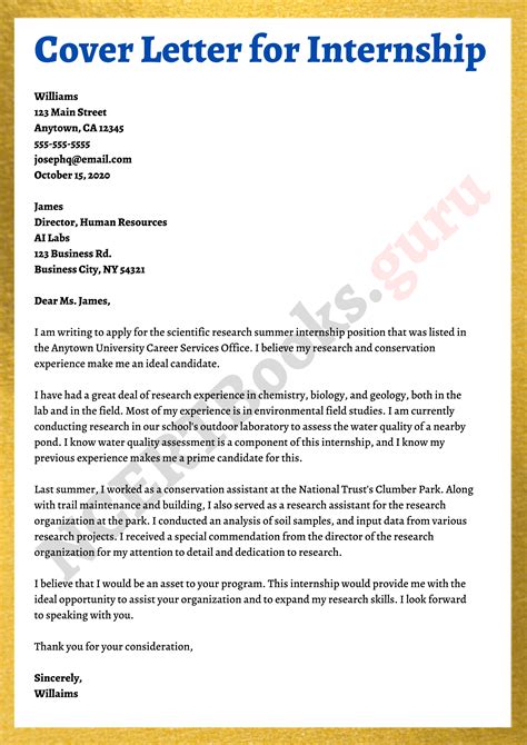 Sample Cover Letter for IT Internship Tips for Writing a Stellar IT Internship Cover Letter 4 Useful Tables for IT Interns