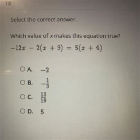 Which Statement About the Value of x is True?