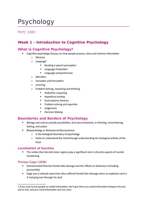 Class Notes: PSYC 2009