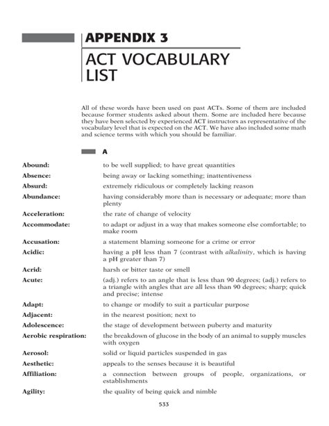 ACT Vocabulary List: Elevate Your Vocabulary for College Success
