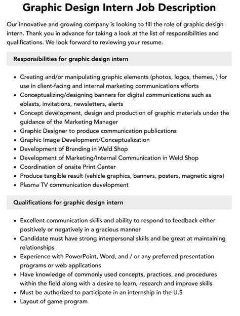 Graphic Design Internship Job Description: Enhance Your Creativity and Boost Your Career