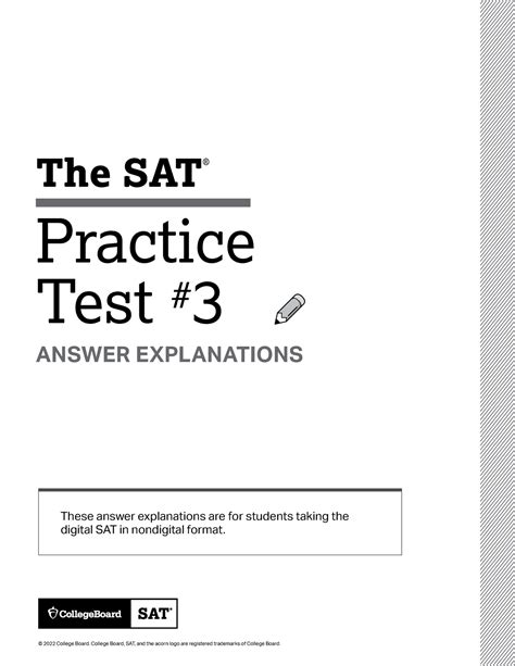 Math Digital SAT Practice Test 3 Answer Key