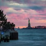 Cloth Tapestry: Capturing the Iconic New York Harbor with Liberty Island