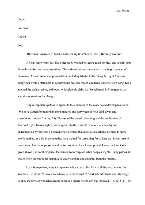 Sample Rhetorical Analysis Essay: Analyzing the Power of Language in Martin Luther King Jr.’s “I Have a Dream” Speech
