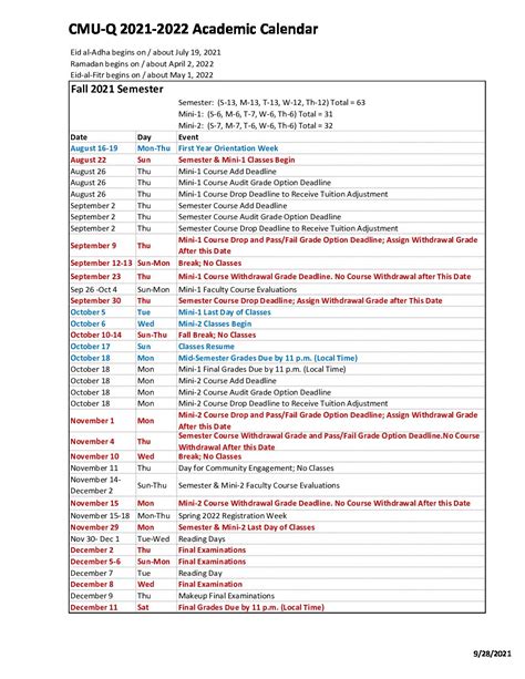 CMU Final Exam Schedule: Comprehensive Guide to Exam Dates and Deadlines