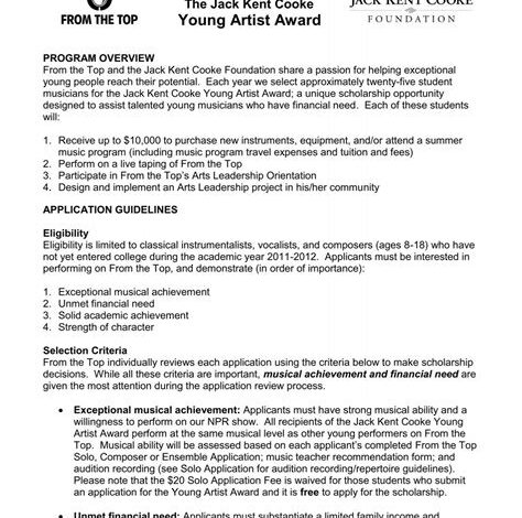 Jack Kent Cooke Young Artist Award: A Gateway to Artistic Excellence Tables and Statistics