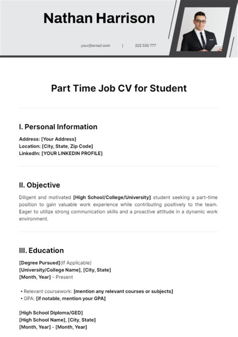 Student CV for Part-Time Job: A Comprehensive Guide to Craft a Competitive Résumé