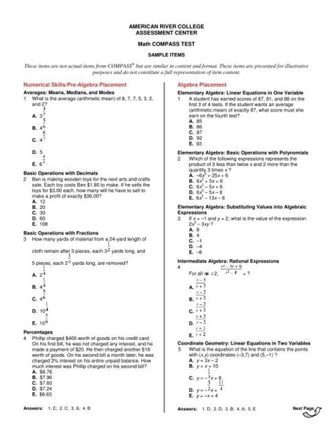 Free Math Placement Test: Ace Your College Math Journey