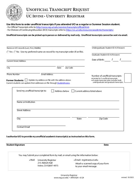 UC Irvine Unofficial Transcript: A Comprehensive Guide to Accessing Your Academic Records