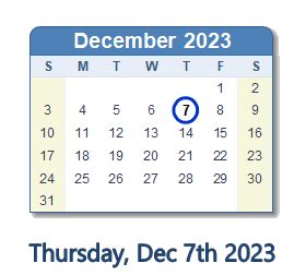 What Day is December 7th 2023?