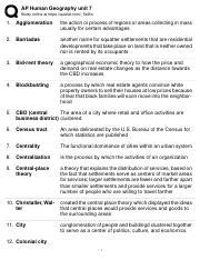 What is Agglomeration: AP Human Geography Tables