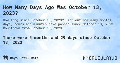 How Many Days Till October 13?
