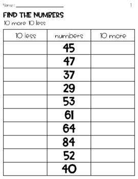 Ten More and Ten Less Worksheets: Mastering Addition and Subtraction Fluency