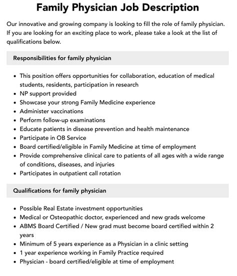 Family Physician Job Duties: A Comprehensive Guide