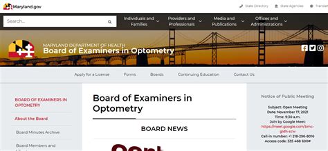 Maryland Board of Optometry: A Comprehensive Guide for Eye Care Professionals