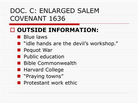 What is the Enlarged Salem Covenant of 1636?