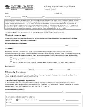 Priority Registration Foothill