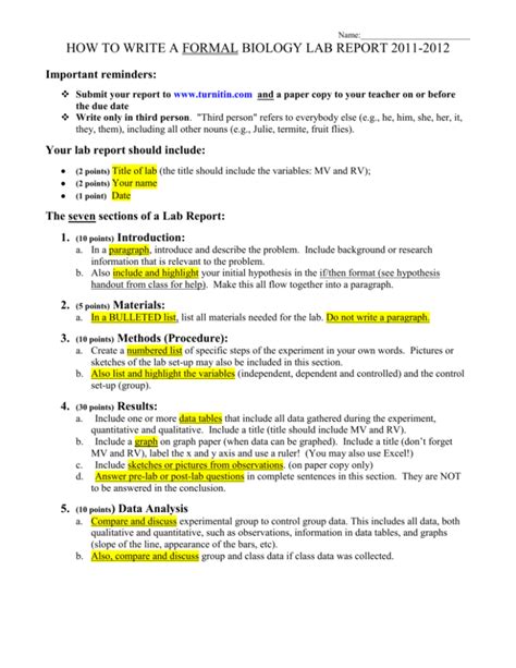 Bio Lab Report Sample: A Comprehensive Guide