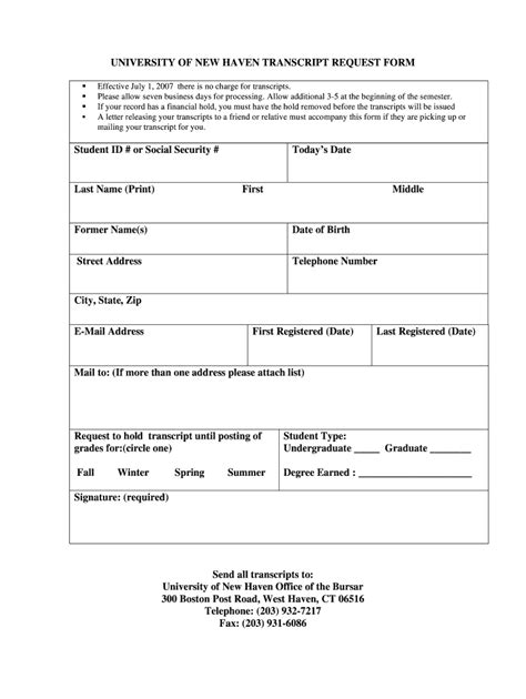 University of New Haven Transfer Out Form: All You Need to Know