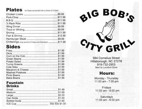 Big Bob’s City Grill Hillsborough NC Menu: Savor Southern Delicacies