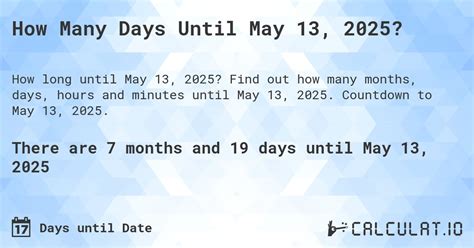 How Long Until May 13? Conclusion