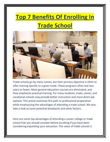 Benefits of Enrolling in Trade School: A Path to Success