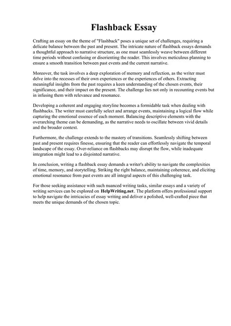 Flashback College Essay: Revisiting the Past to Illuminate the Present