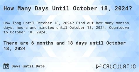 How Many Days Till Oct 18?