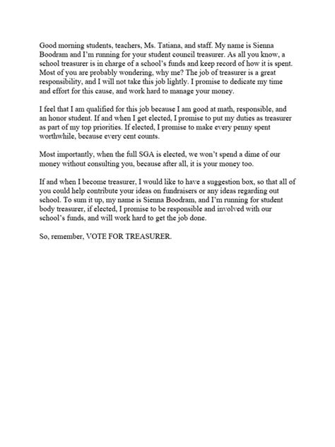 Treasurer Speeches: Examples, Templates, and Tips