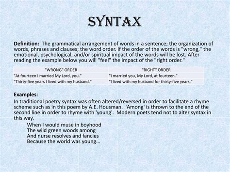 Syntax in Poetry: Examples to Illuminate the Nuances of Language