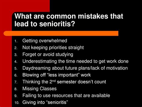 Is Senioritis Real? Common Mistakes to Avoid A Step-by-Step Approach to Tackling Senioritis Frequently Asked Questions
