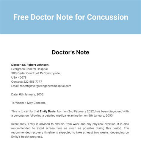 Doctors Note for Concussion: A Comprehensive Guide to Symptoms, Diagnosis, and Treatment
