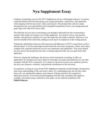 NYU Supplemental Essay: Crafting a Compelling Personal Statement