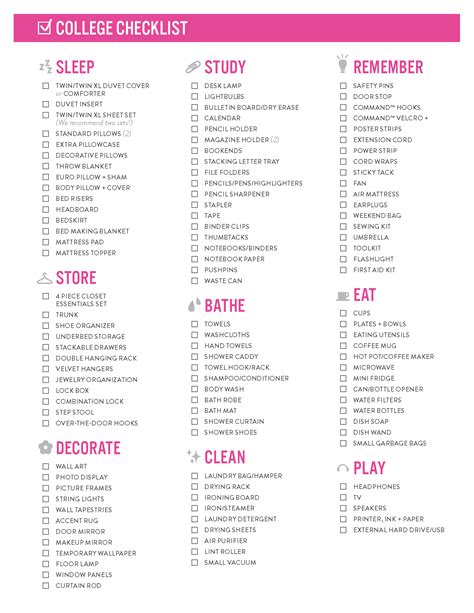 Printable Dorm Room Checklist: The Essential Guide to a Seamless Transition to College Life