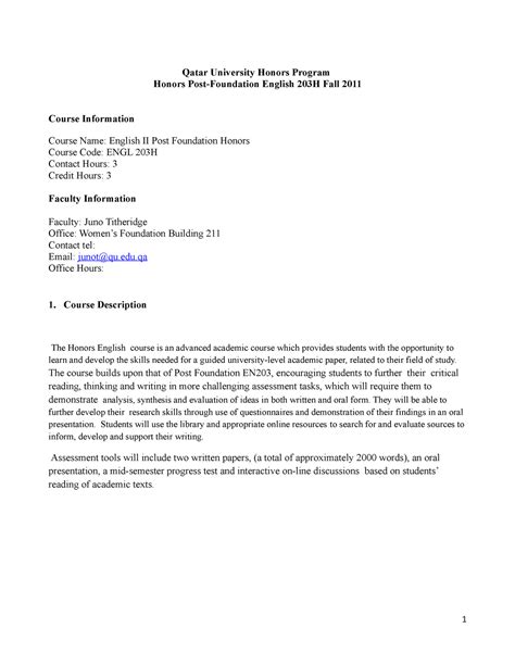 Algarve Honors Course Description Fort Lee