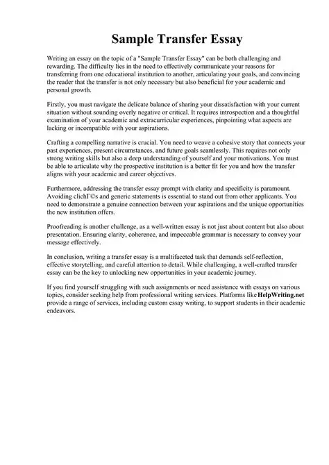 Transfer Essay Example: How to Effectively Articulate Your Transition