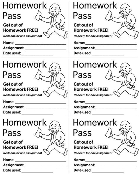 Homework Pass Printable: Get a Break From Your Studies