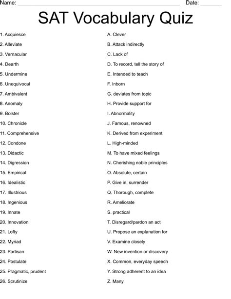 SAT Vocabulary Quiz: Test Your Mastery of High-Scoring Words