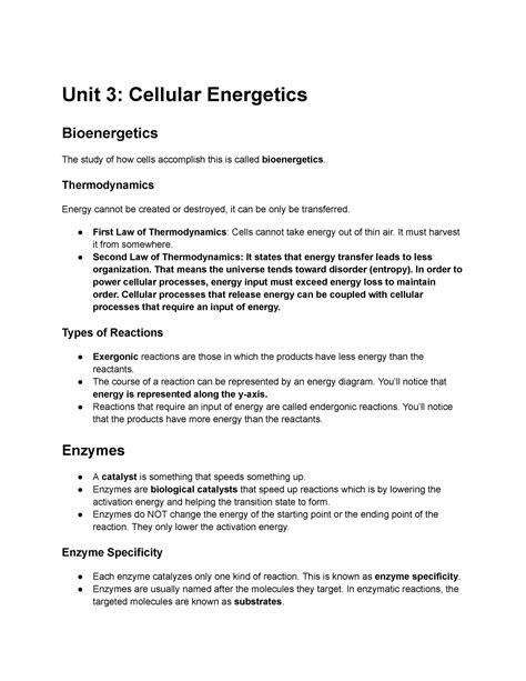 AP Biology Unit 3: Cellular Processes