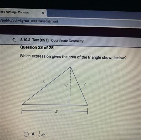 Which Expression Gives the Area of the Triangle Shown Below?