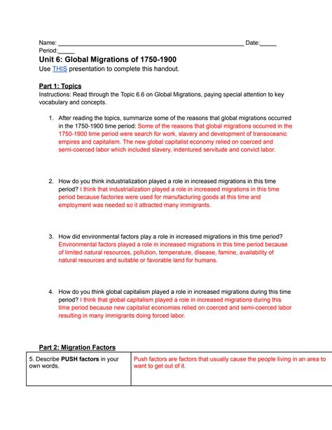 Unit 6: Global Migrations of 1750-1900